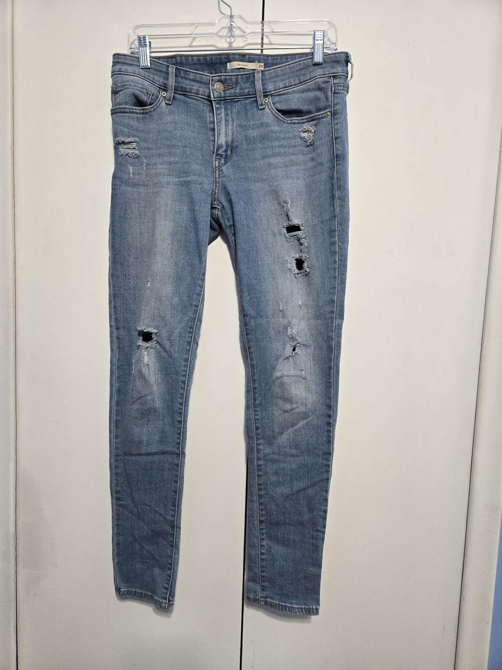 Levi's 711 Skinny Jeans Women's 29 Distressed Stretch Medium Wash W29 L30